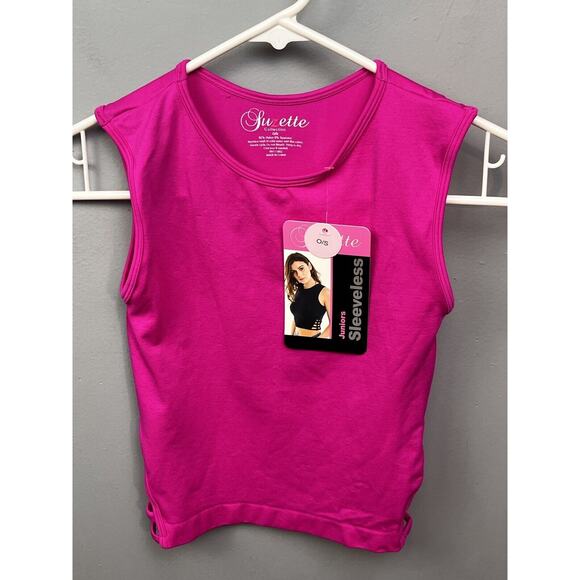 Suzette‎ Collection Ribbed Cropped Scoop Neck Tank Top Womens OS Hot Pink NEW - Picture 1 of 7